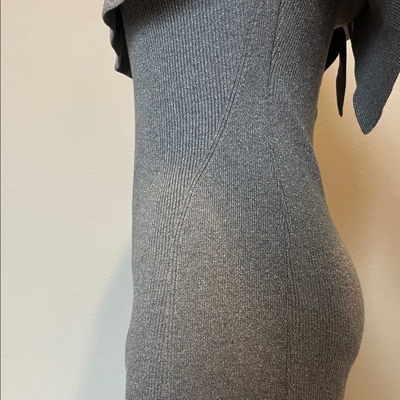 Gray glitter Off-Shoulder Women's Sweater dress with back bow detail - Picture 12 of 13